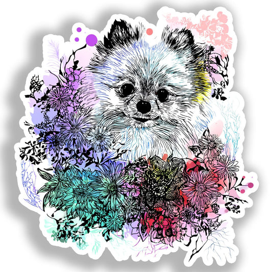 Pomeranian Dog Vinyl Decal Sticker for Car, Laptop, Tumbler and more # A017235-4" x 4"