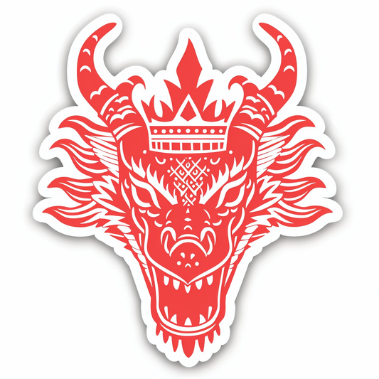 Dragon crowned majestic Expressive surreal Vinyl Decal Sticker for Car, Laptop, Tumbler and more # F019051-4" x 4"
