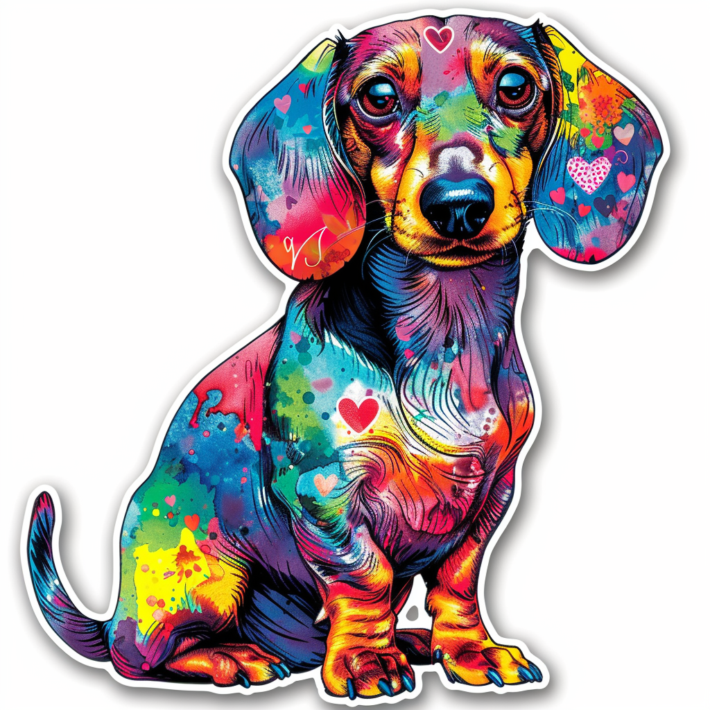Dachshund Dog Heartcore Vinyl Decal Sticker for Car, Laptop, Tumbler and more # F012845