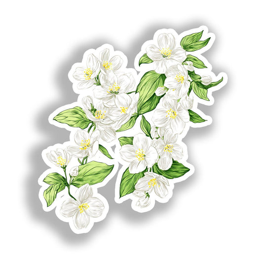 Jasmine Flower Vinyl Decal Sticker for Car, Laptop, Tumbler and more # A019495-4" x 4"
