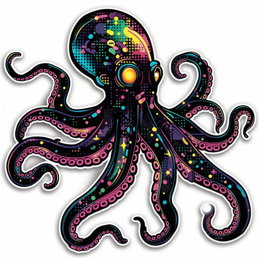 Octopus cyber punk majestic Expressive surreal Vinyl Decal Sticker for Car, Laptop, Tumbler and more # F015592
