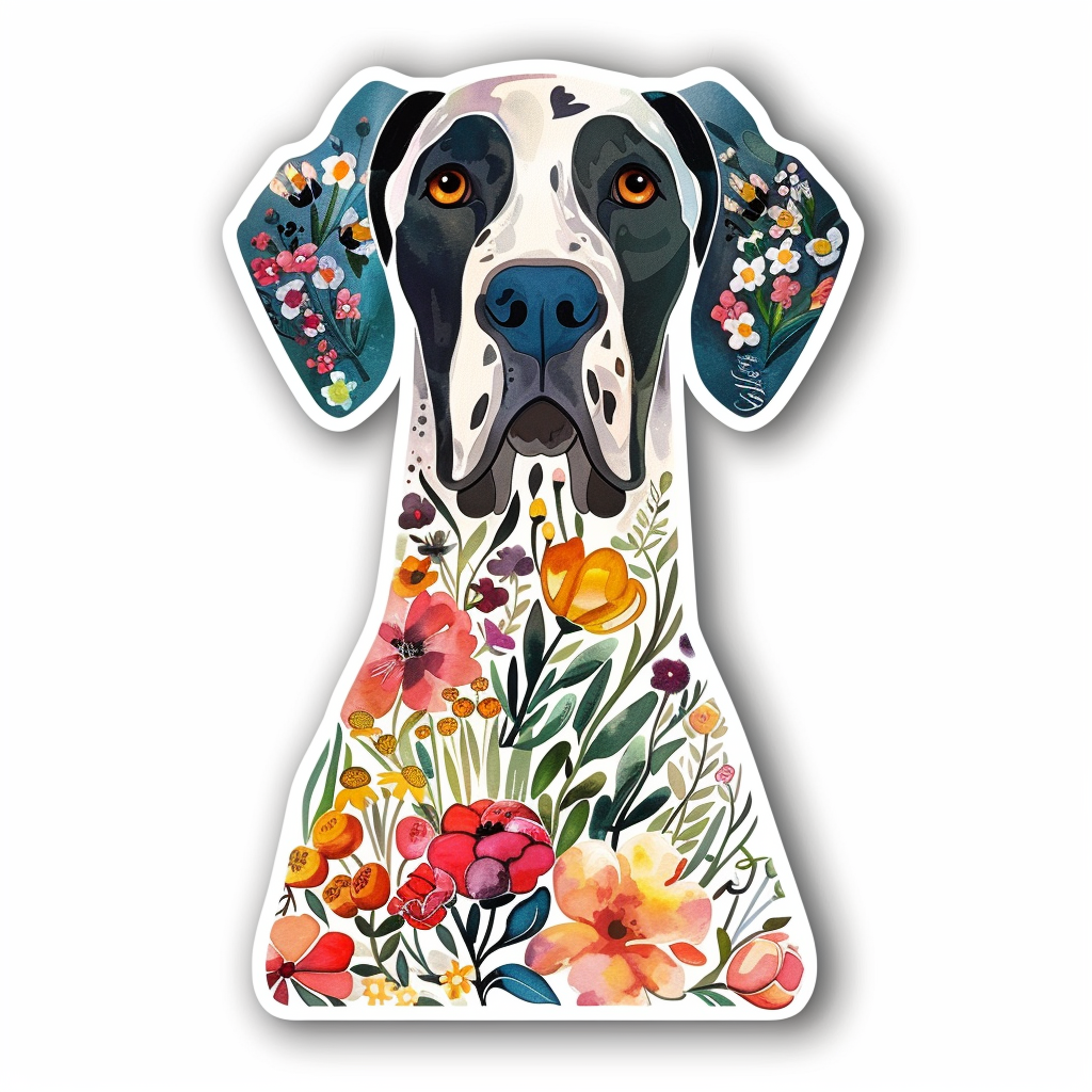 Great Dane Dog Expressive surreal Vinyl Decal Sticker for Car, Laptop, Tumbler and more # F022718