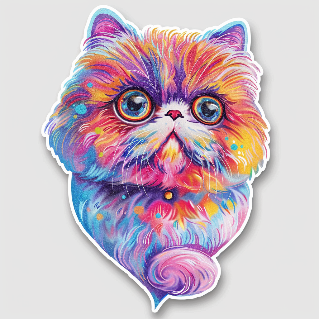 Sticker of a Persian Cat Expressive surreal Vinyl Decal Sticker for Car, Laptop, Tumbler and more # F016423