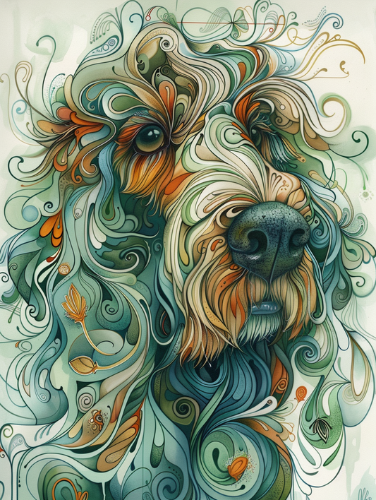Poster of Goldendoodle dog Expressive surreal Poster # F024286