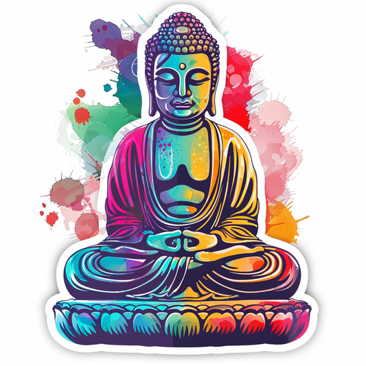 Buddha cartoon majestic Expressive surreal Vinyl Decal Sticker for Car, Laptop, Tumbler and more # F017118