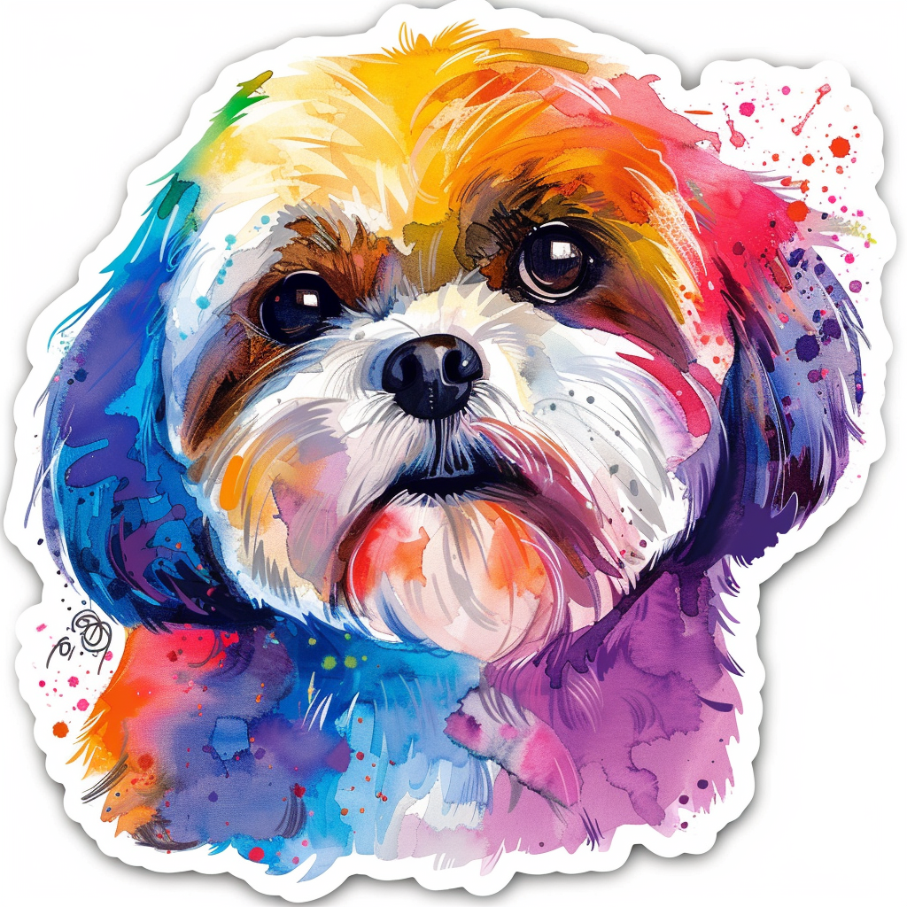 Adorable Shih Tzu Dog Expressive surreal Vinyl Decal Sticker for Car, Laptop, Tumbler and more # F018507