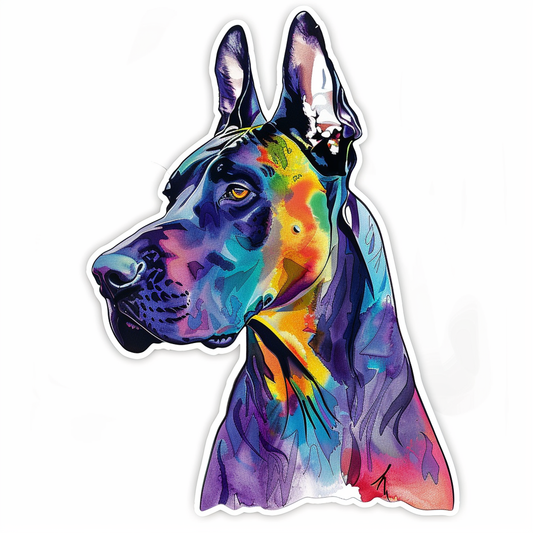 Adorable Great Dane Dog Expressive surreal Vinyl Decal Sticker for Car, Laptop, Tumbler and more # F017733