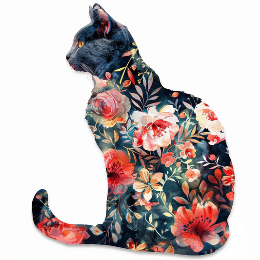 American Shorthair Cat floral Expressive surreal Vinyl Decal Sticker for Car, Laptop, Tumbler and more # F018028