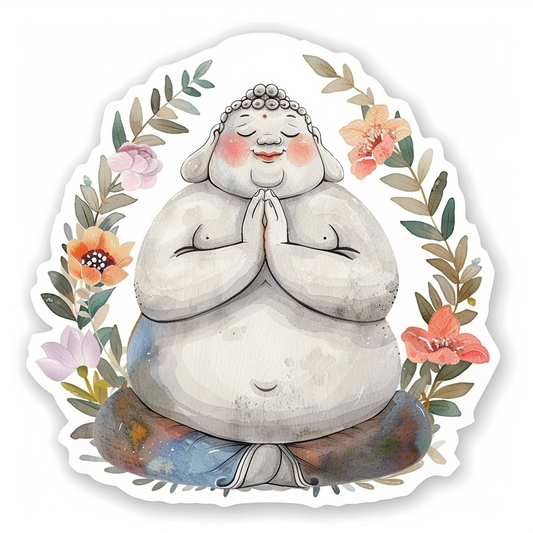 Sticker of an Adorable Buddha Expressive surreal Vinyl Decal Sticker for Car, Laptop, Tumbler and more # F017167