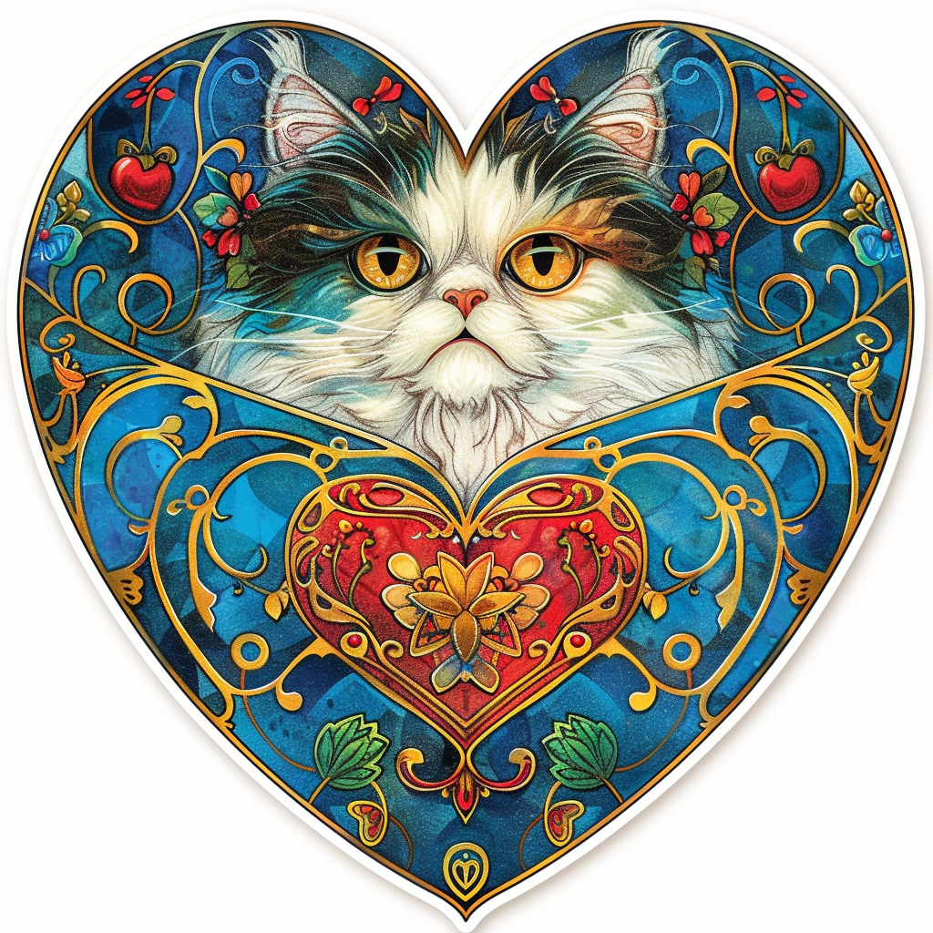 Sticker of a Persian Cat Expressive surreal Vinyl Decal Sticker for Car, Laptop, Tumbler and more # F016377