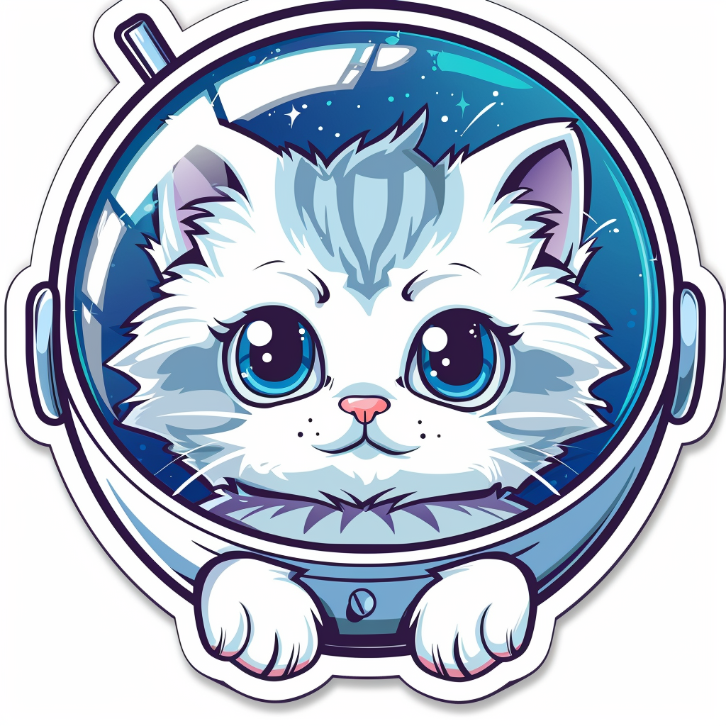 Sticker of a Cute and Adorable Persian Cat Space Expressive surreal Vinyl Decal Sticker for Car, Laptop, Tumbler and more # F016447