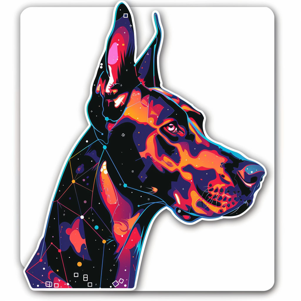Great Dane Dog cyber punk majestic Expressive surreal Vinyl Decal Sticker for Car, Laptop, Tumbler and more # F017931