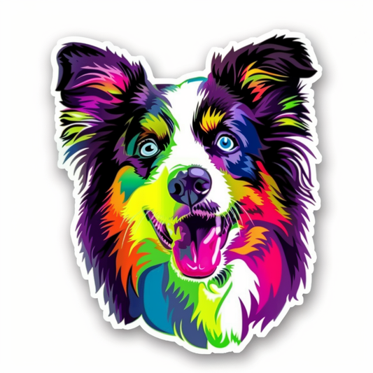 Border Collie Dog majestic Expressive surreal Vinyl Decal Sticker for Car, Laptop, Tumbler and more # F021810-4" x 4"