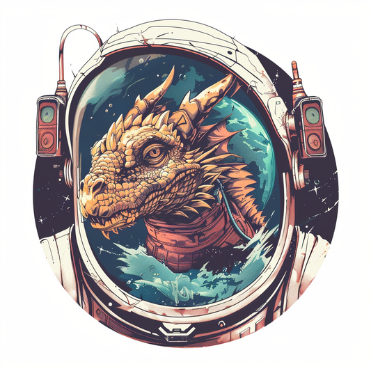 Sticker of a Dragon astronaut majestic Expressive surreal Vinyl Decal Sticker for Car, Laptop, Tumbler and more # F019133