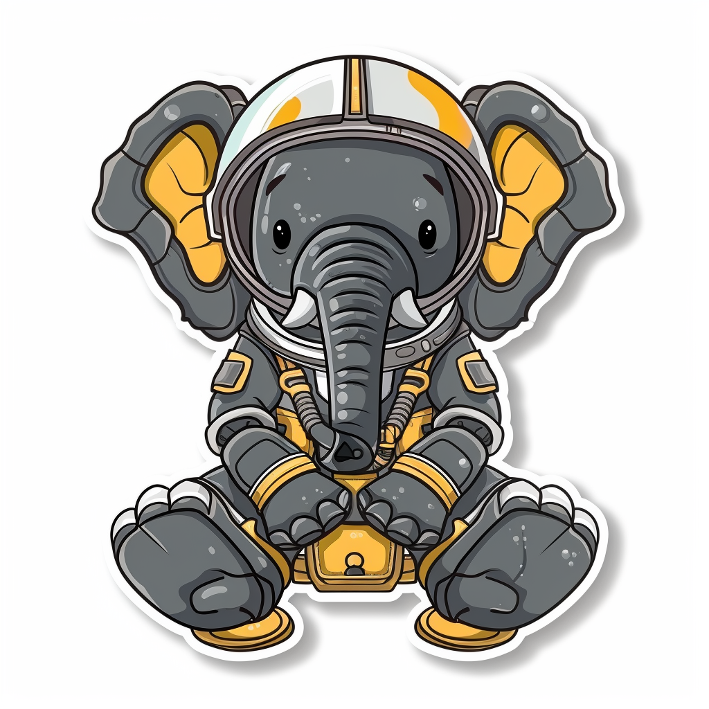 Elephant Expressive surreal Vinyl Decal Sticker for Car, Laptop, Tumbler and more # F022375-4" x 4"