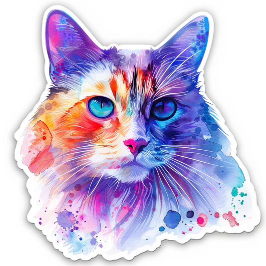 Adorable Turkish Angora Cat  Vinyl Decal Sticker for Car, Laptop, Tumbler and more # F020778-4" x 4"