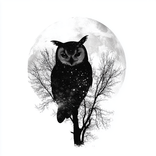 Owl Moon and Stars Vinyl Decal Sticker for Car, Laptop, Tumbler and more # F025755
