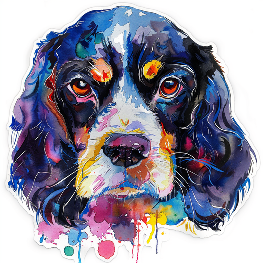 Cocker Spaniel Dog majestic Expressive surreal Vinyl Decal Sticker for Car, Laptop, Tumbler and more # F020323-4" x 4"