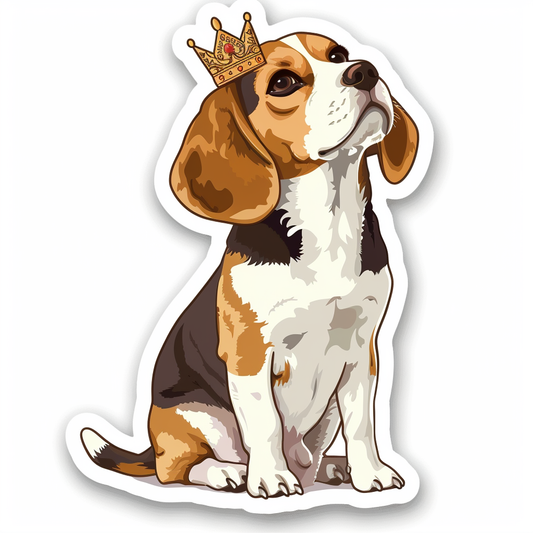 Beagle dog crowned Vinyl Decal Sticker for Car, Laptop, Tumbler and more # F011890