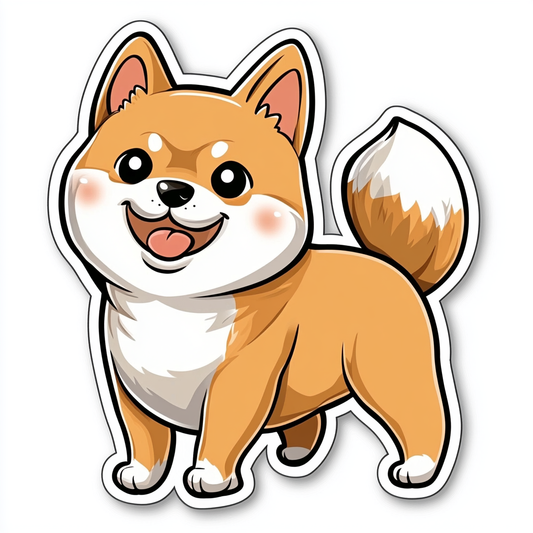Shiba Inu sticker cartoon style Expressive surreal Vinyl Decal Sticker for Car, Laptop, Tumbler and more # F025793