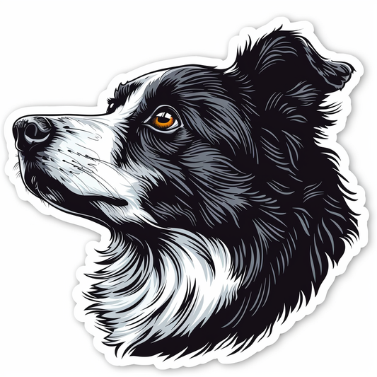 Border Collie Dog majestic Expressive surreal Vinyl Decal Sticker for Car, Laptop, Tumbler and more # F021764-4" x 4"