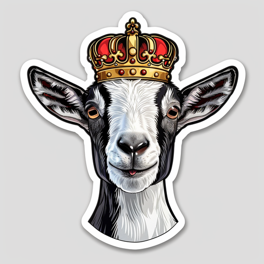Goat Crowned majestic Expressive surreal Vinyl Decal Sticker for Car, Laptop, Tumbler and more # F020540-4" x 4"