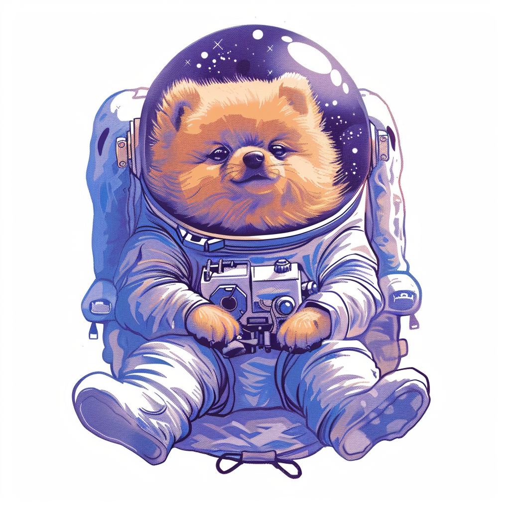 Sticker of a Pomeranian Dog astronaut majestic Expressive surreal Vinyl Decal Sticker for Car, Laptop, Tumbler and more # F013872