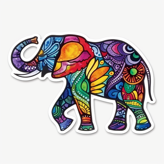 Elephant Expressive surreal Vinyl Decal Sticker for Car, Laptop, Tumbler and more # F022329-4" x 4"