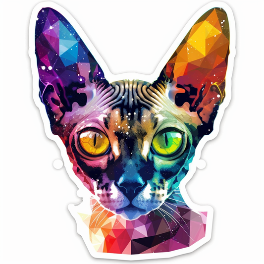 Adorable Cornish Rex Cat Expressive surreal Vinyl Decal Sticker for Car, Laptop, Tumbler and more # F021495-4" x 4"