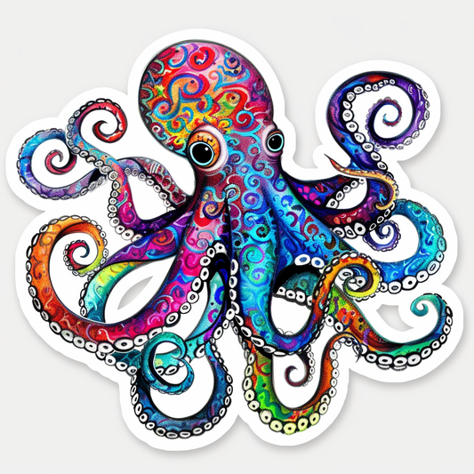 Octopus heartcore majestic Expressive surreal Vinyl Decal Sticker for Car, Laptop, Tumbler and more # F015493-18" x 18