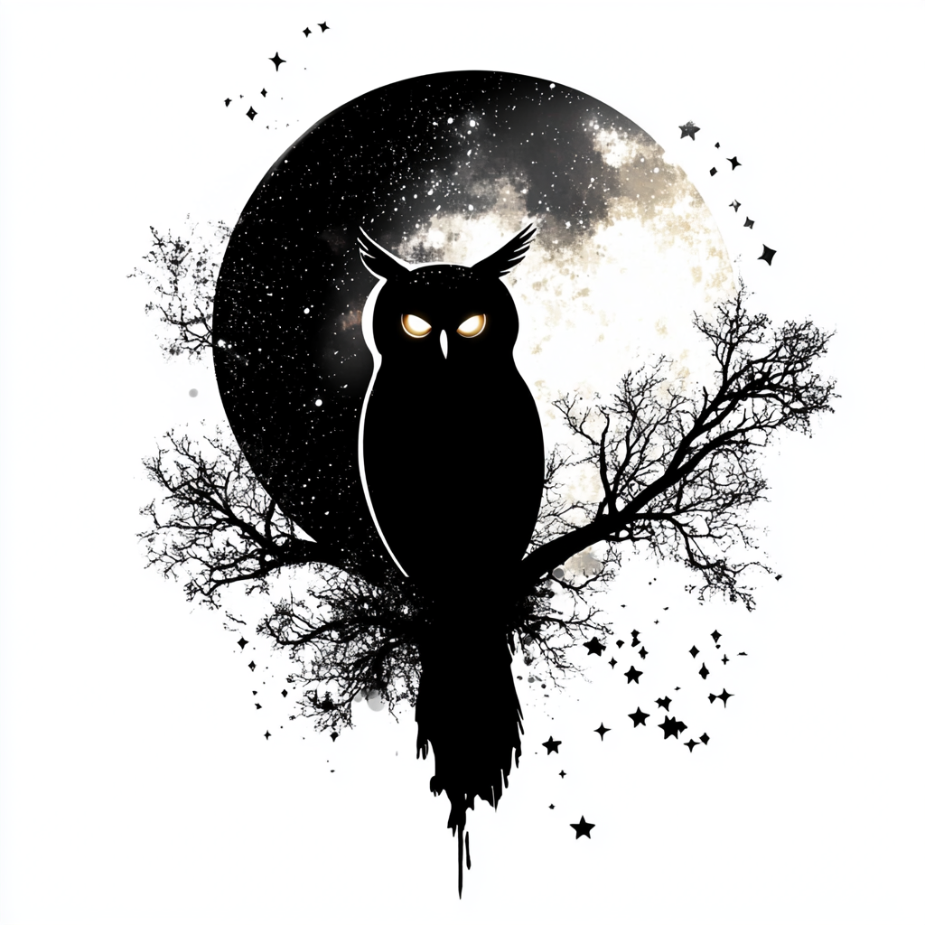 Owl Moon and Stars Vinyl Decal Sticker for Car, Laptop, Tumbler and more # F025746