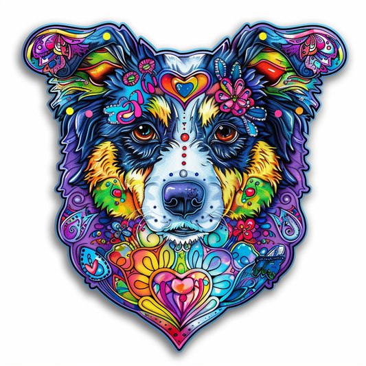 Border Collie Dog majestic Expressive surreal Vinyl Decal Sticker for Car, Laptop, Tumbler and more # F021867-4" x 4"