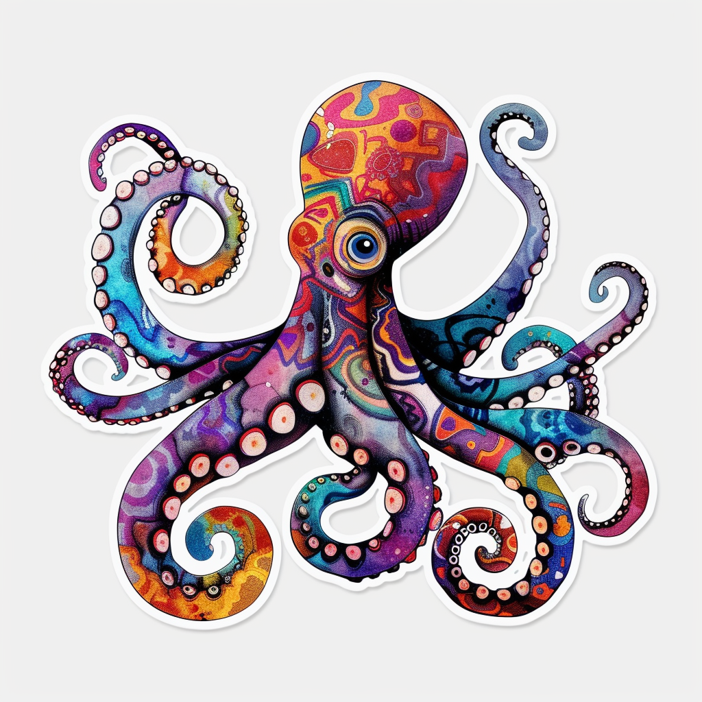 Sticker of an Octopus astronaut majestic Expressive surreal Vinyl Decal Sticker for Car, Laptop, Tumbler and more # F015652