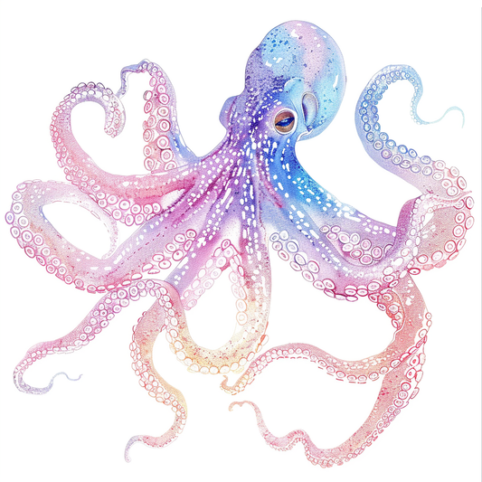 Octopus heartcore majestic Expressive surreal Vinyl Decal Sticker for Car, Laptop, Tumbler and more # F015507-14" x 14"