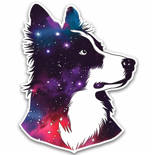 Border Collie Dog majestic Expressive surreal Vinyl Decal Sticker for Car, Laptop, Tumbler and more # F021850-4" x 4"