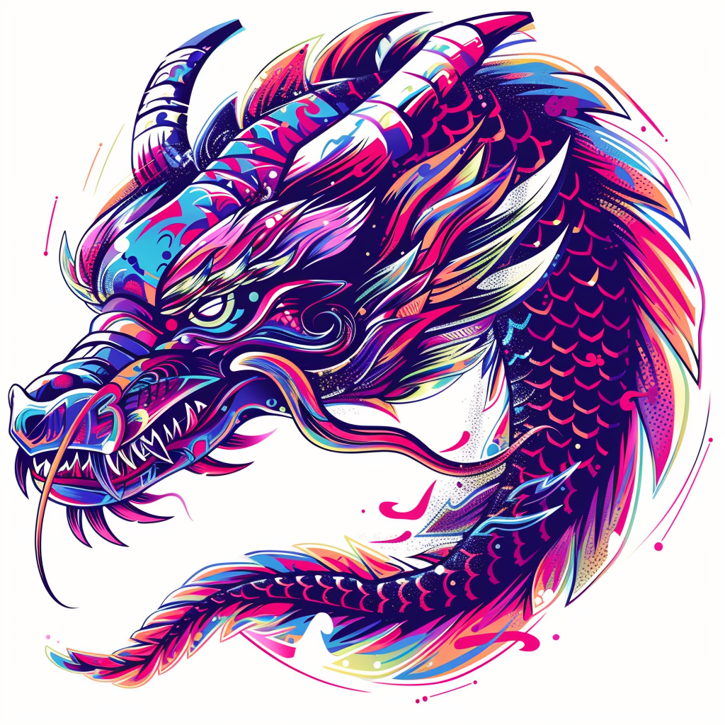 Dragon cyber punk majestic Expressive surreal Vinyl Decal Sticker for Car, Laptop, Tumbler and more # F019062-4" x 4"