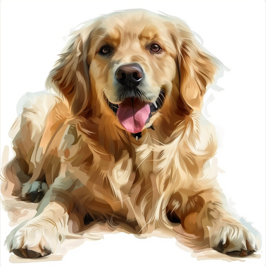 Golden Retriever Expressive surreal Vinyl Decal Sticker for Car, Laptop, Tumbler and more # F020393-4" x 4"