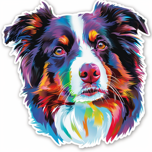 Border Collie Dog majestic Expressive surreal Vinyl Decal Sticker for Car, Laptop, Tumbler and more # F021783-4" x 4"