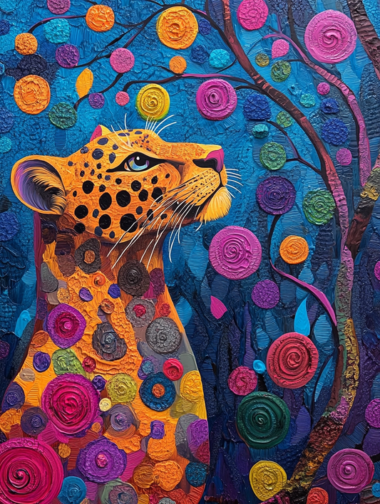 The silhouette of a leopard with an abstract color Expressive surreal Poster # F024825