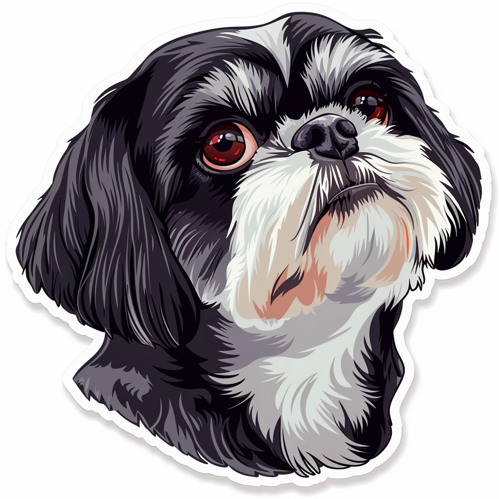 Adorable Shih Tzu Dog Expressive surreal Vinyl Decal Sticker for Car, Laptop, Tumbler and more # F018218