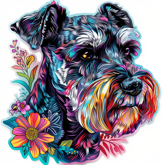 Sticker Of Dog Miniature Schnauzer Detailed Expressive surreal Vinyl Decal Sticker for Car, Laptop, Tumbler and more # F018830