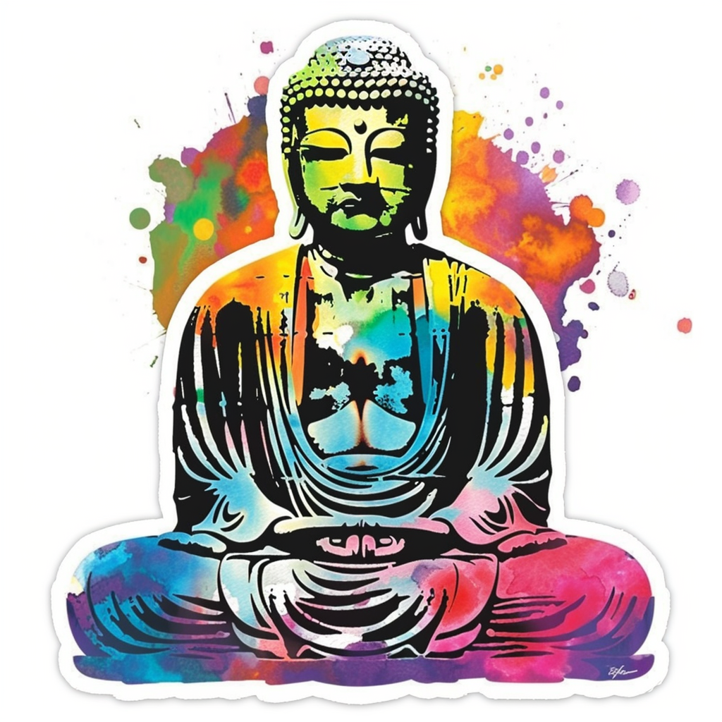 Buddha cartoon majestic Expressive surreal Vinyl Decal Sticker for Car, Laptop, Tumbler and more # F017116