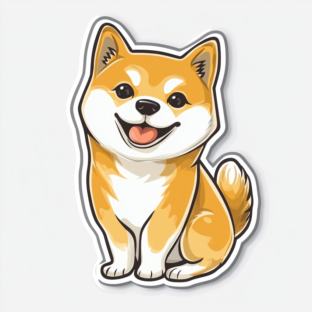 Shiba Inu sticker cartoon style Expressive surreal Vinyl Decal Sticker for Car, Laptop, Tumbler and more # F025838