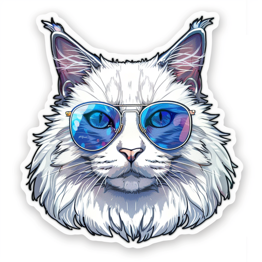 Adorable Turkish Angora Cat  Vinyl Decal Sticker for Car, Laptop, Tumbler and more # F020780-4" x 4"