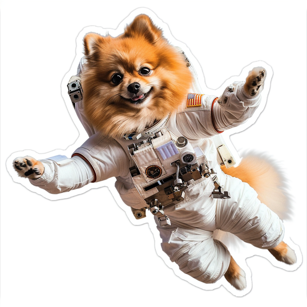Sticker of a Pomeranian Dog astronaut majestic Expressive surreal Vinyl Decal Sticker for Car, Laptop, Tumbler and more # F013829