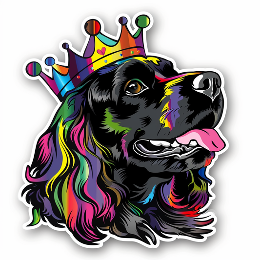 Cocker Spaniel Dog crowned majestic Expressive surreal Vinyl Decal Sticker for Car, Laptop, Tumbler and more # F020266-4" x 4"