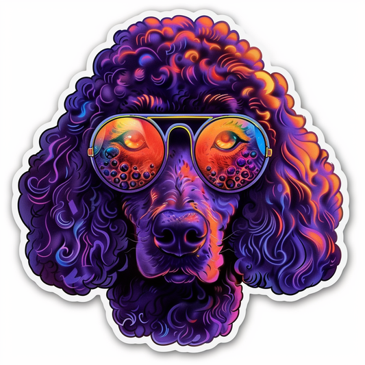 Poodle Dog wearing sunglasses Vinyl Decal Sticker for Car, Laptop, Tumbler and more # F012450