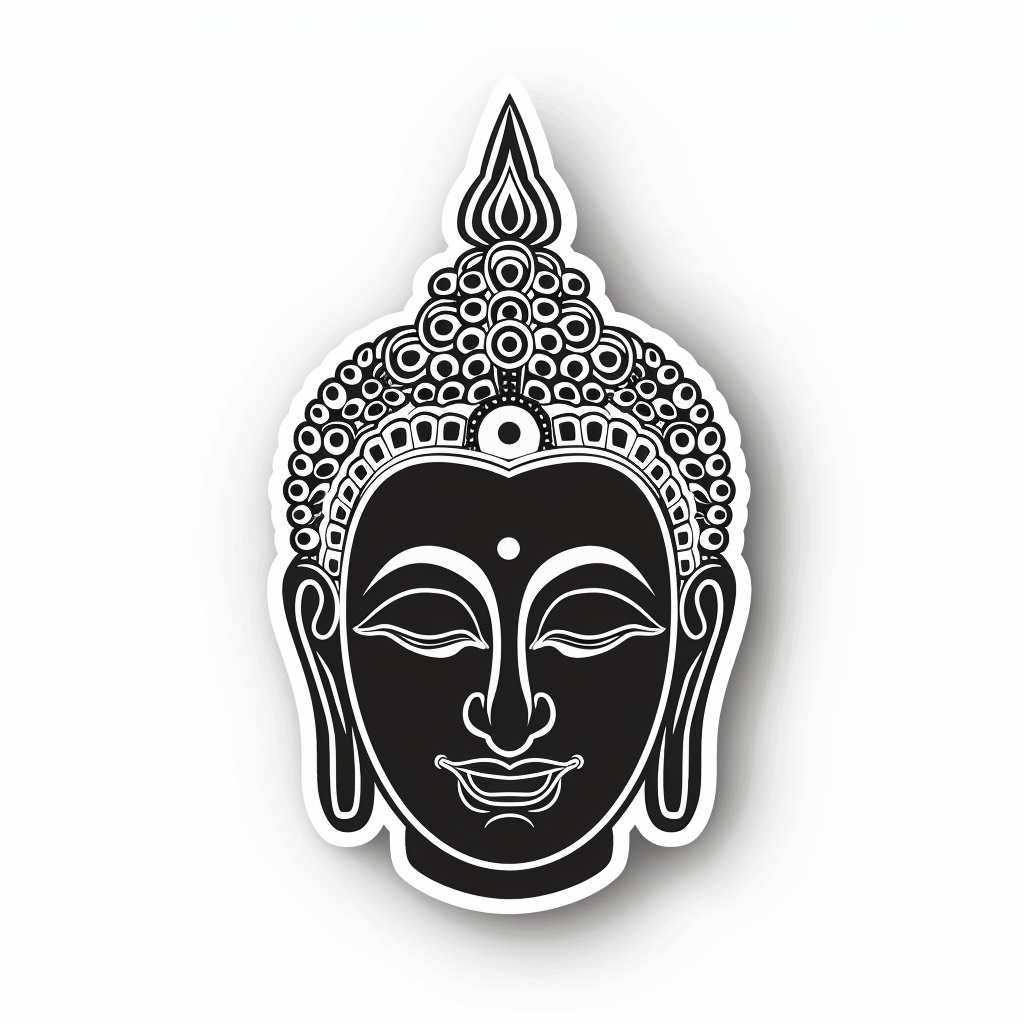 Buddha cartoon majestic Expressive surreal Vinyl Decal Sticker for Car, Laptop, Tumbler and more # F017034