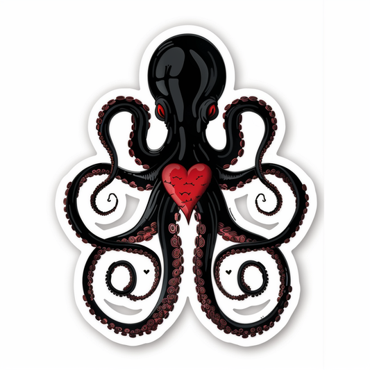 Sticker of a Octopus heartcore majestic Expressive surreal Vinyl Decal Sticker for Car, Laptop, Tumbler and more # F015720