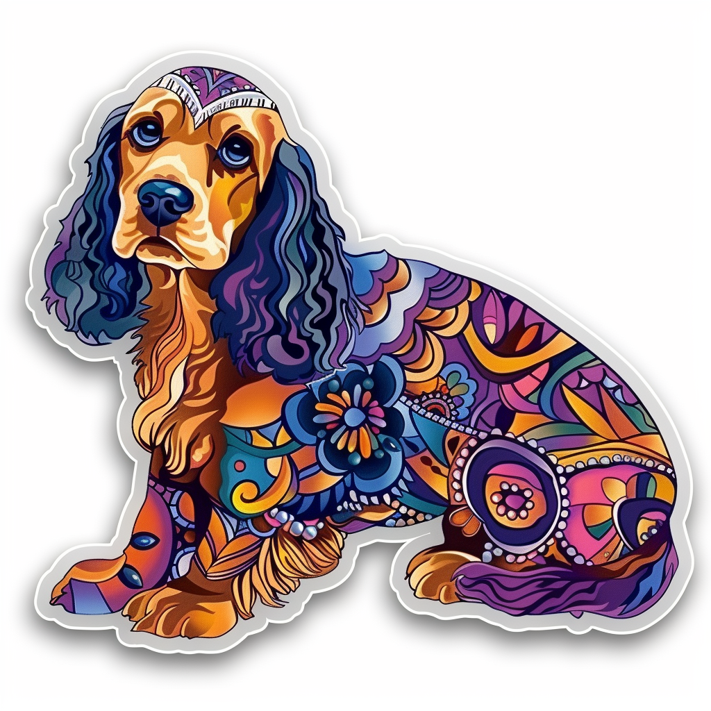 Cocker Spaniel Dog majestic Expressive surreal Vinyl Decal Sticker for Car, Laptop, Tumbler and more # F019950-4" x 4"